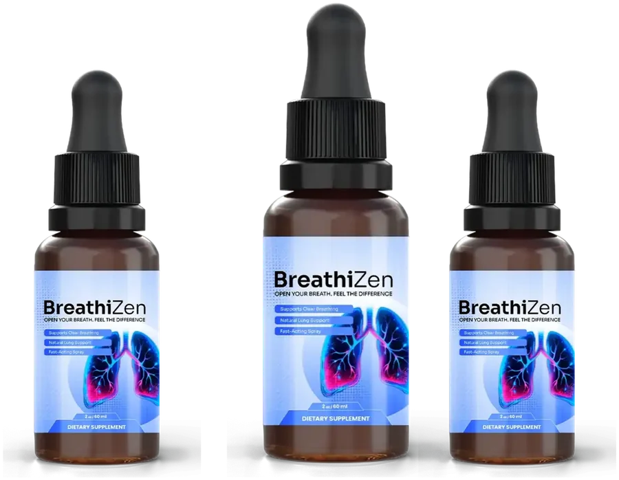 Three bottles of BreathiZen herbal liquid