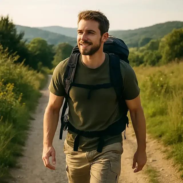 A hiker on an outdoor trail