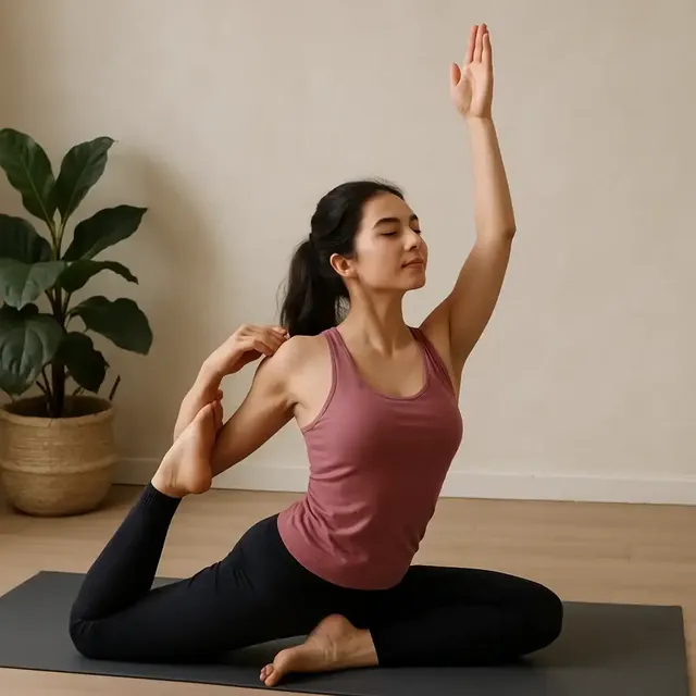 A woman stretching on a yoga mat